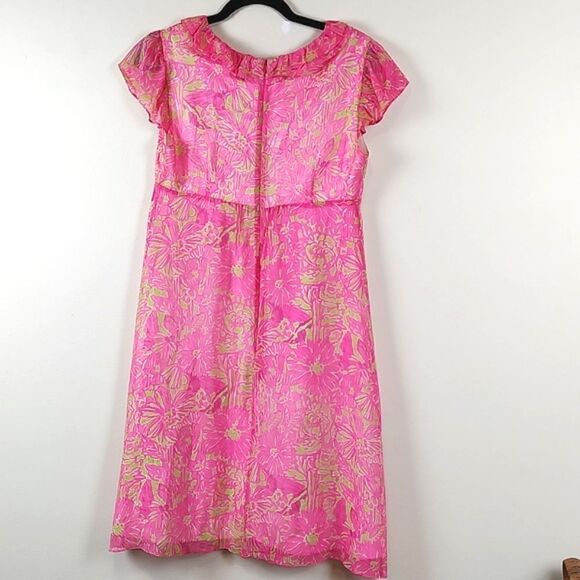 Lilly Pulitzer Silk Clare Dress Daiquiri Pin Secret Garden Print Size 6 - Picture 9 of 11